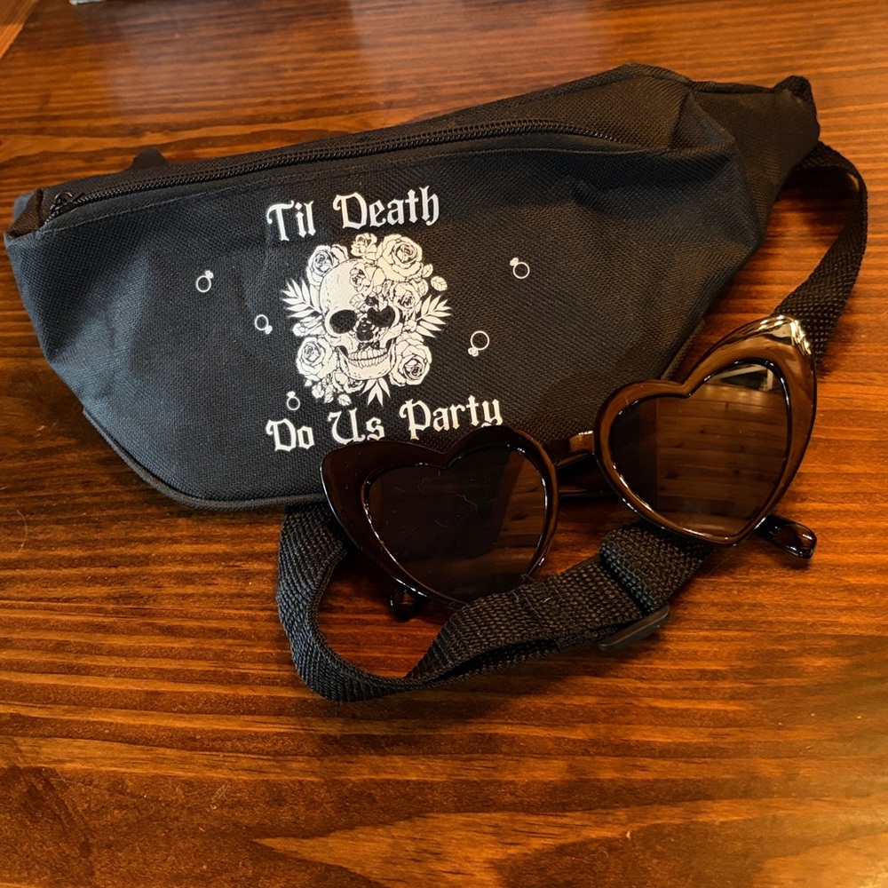 Till Death Party Fanny Pack Belt Bag & Heart shades NWOT